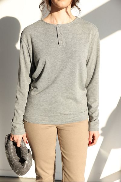 Özge Özgenç Soft Textured Bodysuit with Buttons on Collar