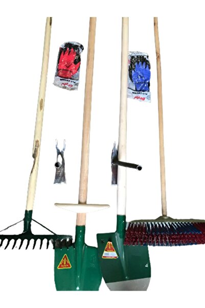 Genel Markalar 6'lı Set Saplı Bel Küreği Saplı Kürek Saplı Tırmık Ve Saplı Fı...