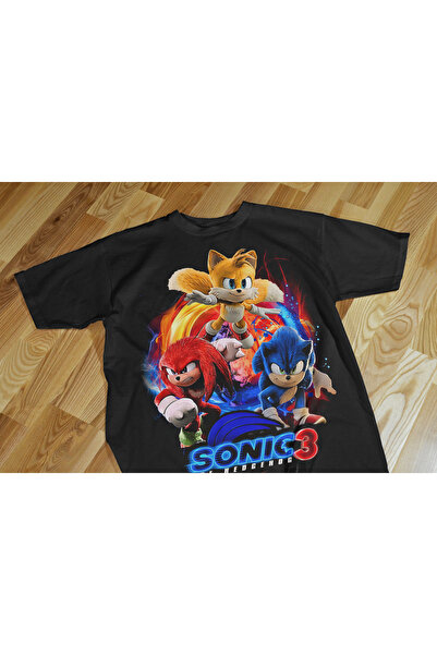 Texclusive تي شيرت سونيك للأطفال باللون الأسود للجنسين