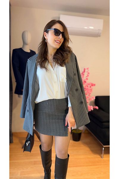Fidan Women's Skirt Jacket Suit Gray Skirt39Cm Jacket76Cm(Take Your Own Size)