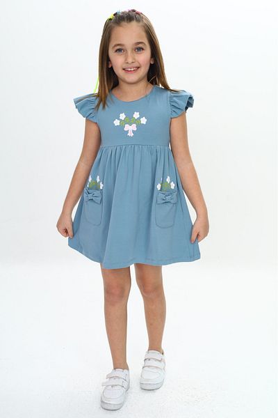 Toontoy Girl's Floral Printed Dress with Pockets