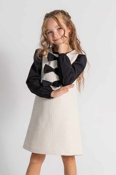 wakawakakidsstore Tuvic Fabric Girl's Dress with Underwear and Bow Detail
