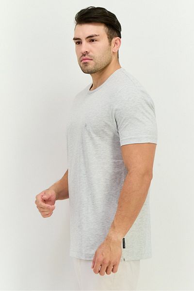 French Connection Men Crew Neck Short Sleeve Brand Logo T Shirt, Heather Grey