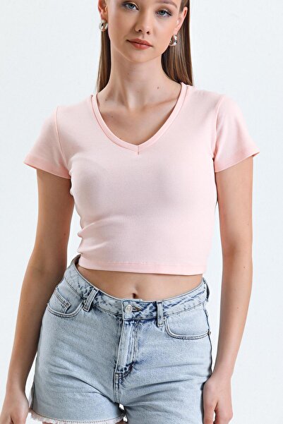 Miss Murem Pink V-Neck Camisole T-Shirt - Powder