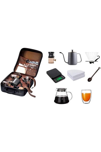 Drop V60 Coffee Set 11-piece Drip Coffee Maker Set All-in-one Portable Travel Bag
