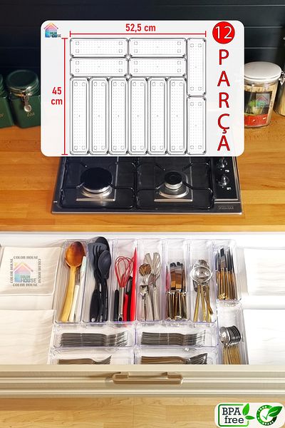 color house 12 τεμαχίων Organizer κουζίνας - Συρτάρι, θήκη για κουτάλια, κουτάλι και μαχαίρι, 6no3 6no4