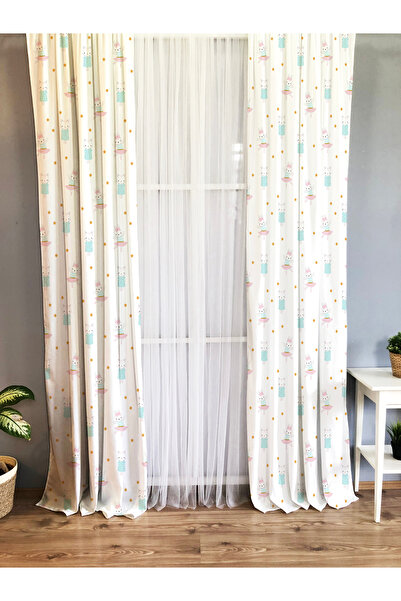 Evmila Beyaz Balerin Tavşan Fon Perde 1183