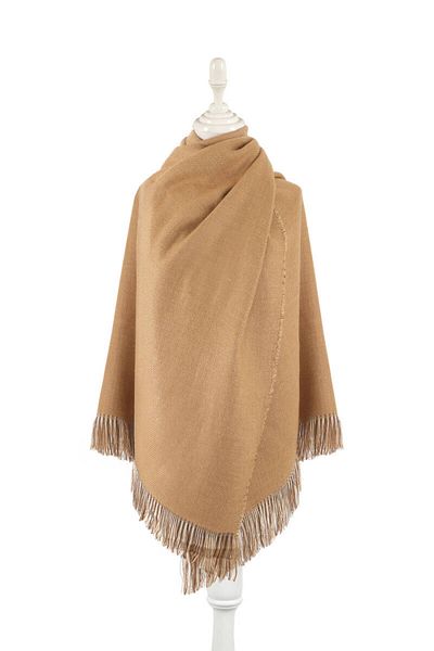 Bursa İpek Camel Double Sided Winter Shawl