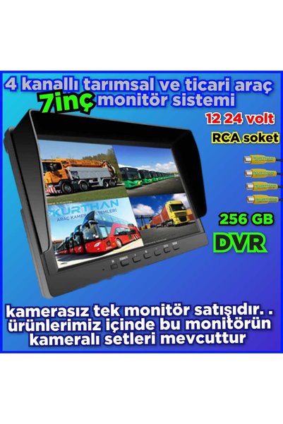 Twogo 7 İNÇ HYBRİD DVR MONİTÖR 4 KANAL 256 GB 12-24 V (HAFIZA KARTI DAHİL DEĞİL)