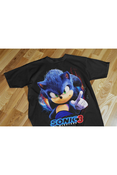 Texclusive تي شيرت سونيك أسود للأطفال - للجنسين