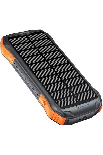 Promate Solar Power Bank 10000mAh, IP65, 10W Qi, 20W USB-C, QC 3.0, 300lm LED Light