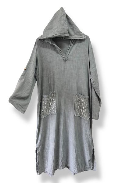 SUMEF Bird Eye Detailed Double Pocket Organic Cotton Dress