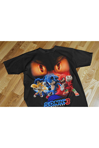 Texclusive تي شيرت أسود سونيك للأطفال - للجنسين