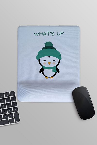 qoeuyl boutique Whats up Cute Penguin Printed Rectangular Mousepad with Wrist Support