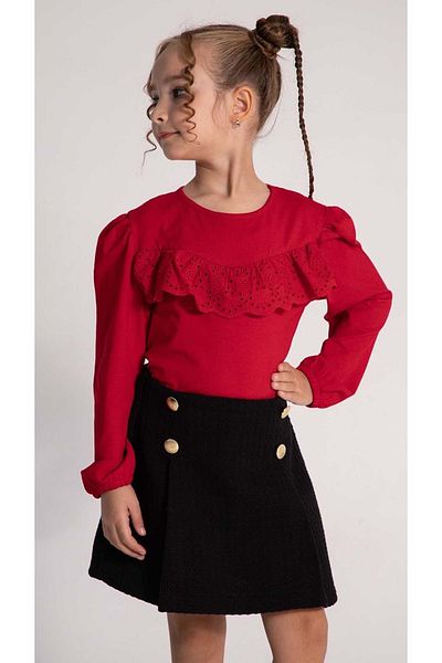 wakawakakidsstore Girl's Suit with Scallop Detail and Shorts and Skirt on the Front
