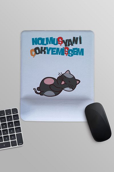 qoeuyl boutique Подложка за мишка с правоъгълен принт и поддръжка за китката, с какво би се изяла твърде много.