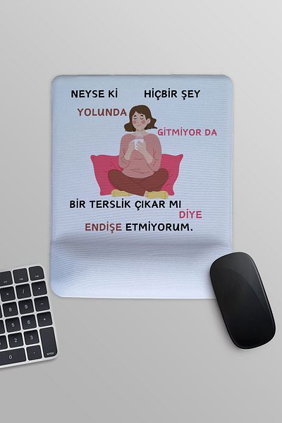 qoeuyl boutique Τίποτα δεν πάει καλά Αστείες γυναίκες με τυπωμένο ορθογώνιο μαξιλάρι ποντικιού με υποστήριξη καρπού