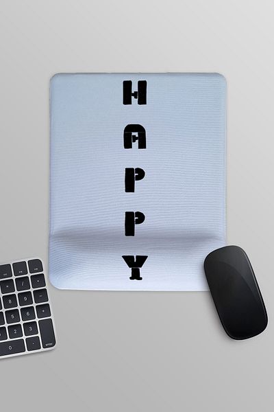 qoeuyl boutique Happy Vertical Text Printed Ορθογώνιο Mousepad με στήριγμα καρπού