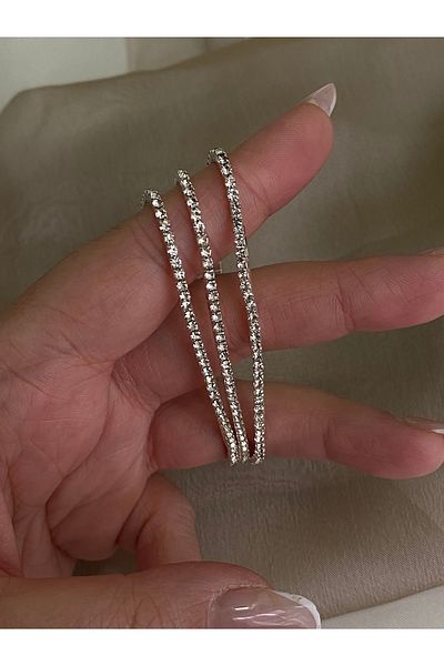 Twinssis Accessories 3 Pieces Elastic Silver Color Thin Waterway Bracelet