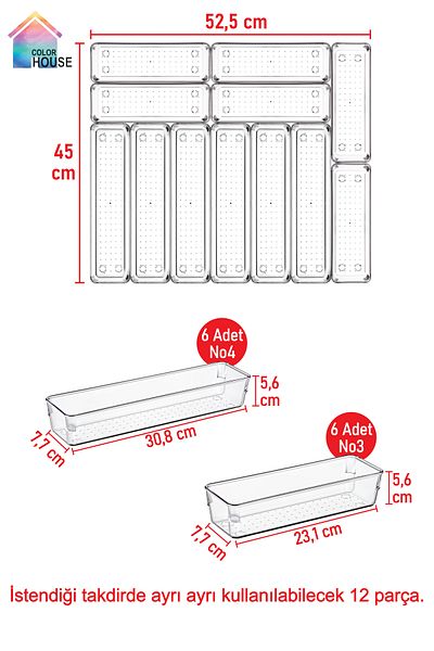 color house 12 τεμαχίων Organizer κουζίνας - Συρτάρι, θήκη για κουτάλια, κουτάλι και μαχαίρι, 6no3 6no4