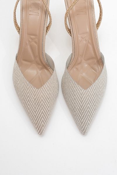 LuviShoes Pantofi de seară cu toc pentru femei RENOS Gold Sand Glitter