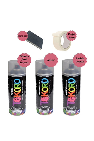 Nalburun Tekoro Gümüş Jant Boyası Boyama Seti Tekoro Vernik Tekoro Astar Gümü...