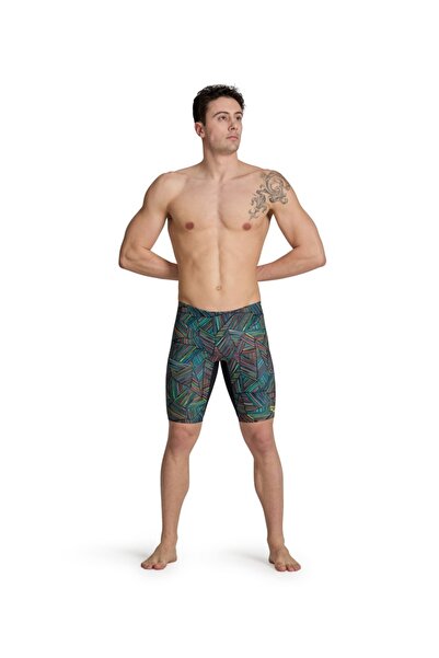 ARENA MEN'S ARENA OVERVIEW SWIM JAMMER BLACK BLACK MULTI