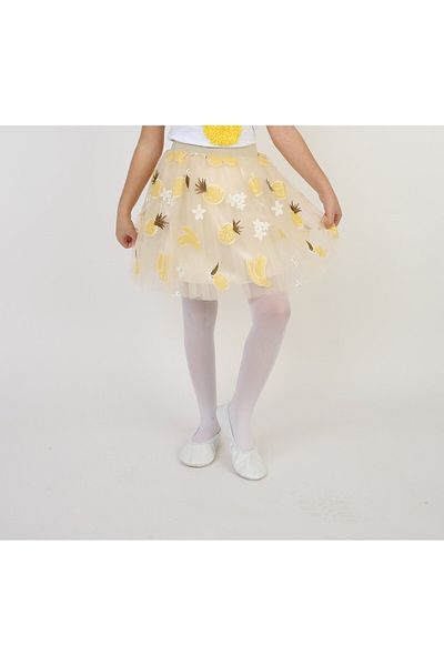 Dıgıl Kids Yellow Sequined Fruit Patterned Girl's Skirt April 23 October 29 November 10 May 19 Show Clothes