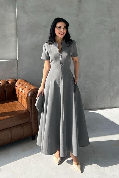 buqre's moda Long Dress with Zippered Flared Skirt