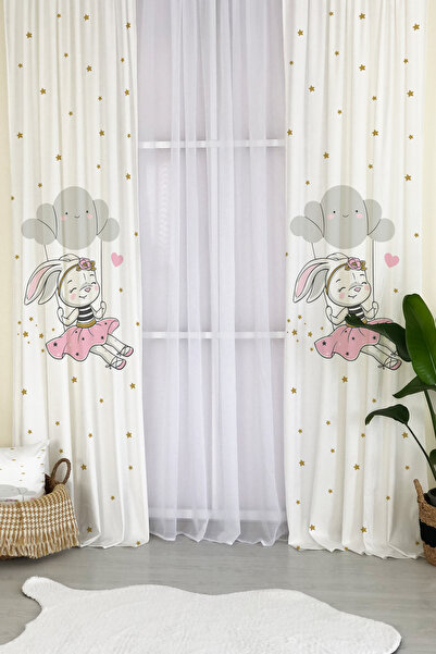 Evmila Свиващо се зайче момиче на бял фон 48 завеси