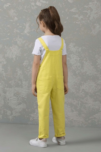Hopi Kids Pocket Detailed Pipe Leg 100% Cotton Girl's Jumpsuit