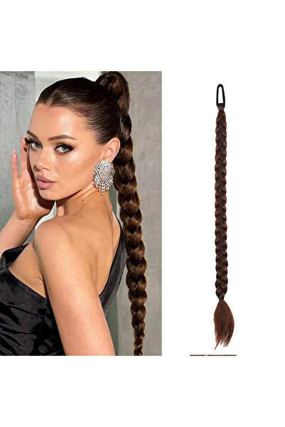 Mina Peruk ذيل حصان بإبزيم مطاطي مزدوج الحياكة - بني شوكولاتة