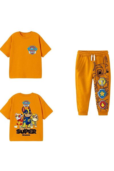 Hopi Kids Front and Back Paw Patrol Printed Crew Neck Bottom Top Set - Orange - 24-36 Months