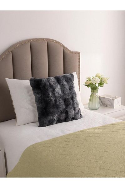 FeelHome Bubble Rabbit Feather, Față de pernă pufoasă pe două fețe cu fermoar ascuns 40x40 Gri învechit