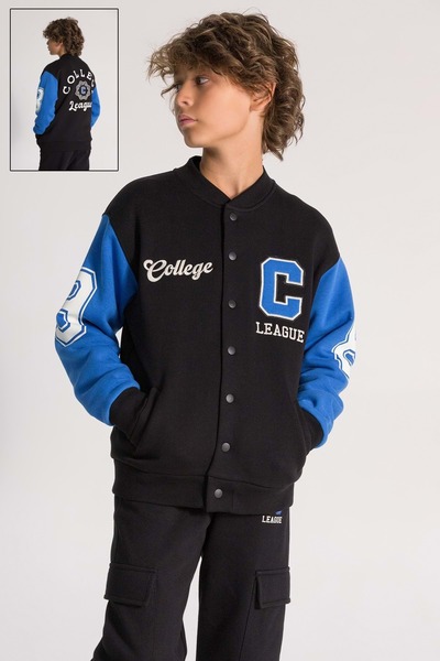 Waka Waka Boys' College Cardigan with Printed Snap Closure on the Front and Back Sleeves