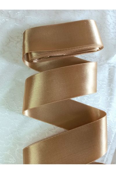 yörük tuhafiye 10 Meters Cappuccino Satin Ribbon - 6 cm Wide