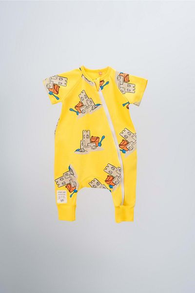 Hopi Kids Baby Boy Rompers - Side Zipper, Yellow, 9-12 Months
