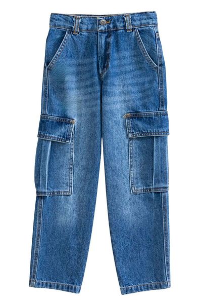 Hopi Kids Boy's Cargo Jeans - Indigo - 4-5 Years, Cargo Pocket and Adjustable Waist