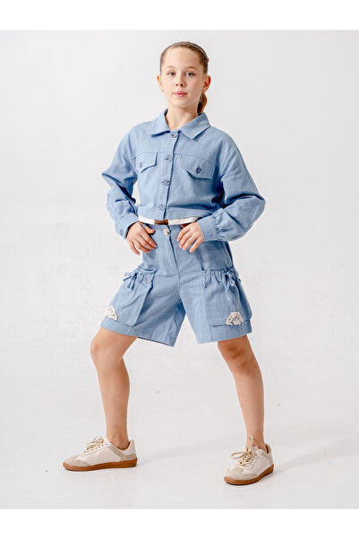 GİYİCEM TEKSTİL Дівчачі шорти з кишенями та шнурком 2870