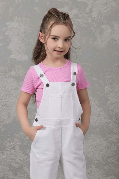 Hopi Kids Pocket Detailed Wide Leg 100% Cotton Girl's Jumpsuit