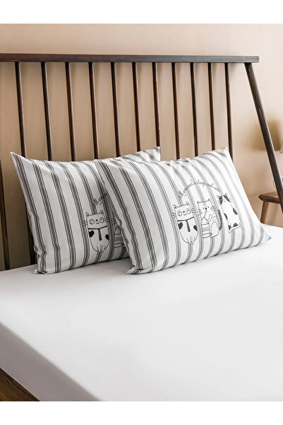 LC Waikiki LCW HOME Siyah Kedi Baskılı Yastık Kılıfı 2'li 50x70 Cm