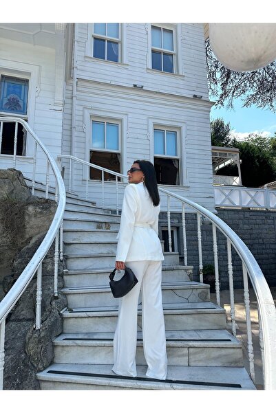 Ekim Store Kadın Ikili Kuşaklı Blazer Ceket Pantolon Takım