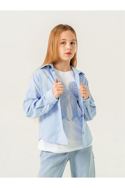 GİYİCEM TEKSTİL Set de două piese pentru fete, cămașă din dantelă cu buzunar