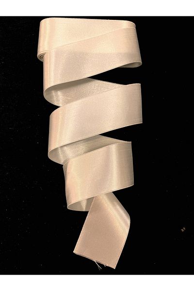 yörük tuhafiye 6 cm Wide Cream Satin Ribbon - 10 Meters One Ball, Double Sided Linen Ribbon