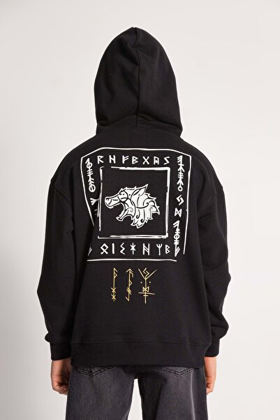 wakawakakidsstore Момчешки суитшърт с качулка и щампа отпред и отзад