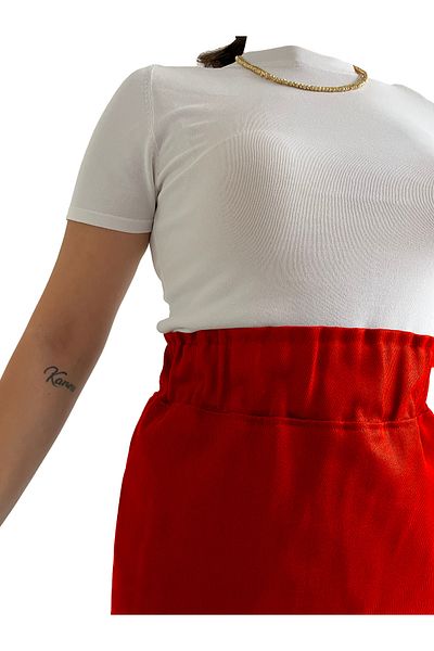 Viva Vogue Elastic Waist Gabardine Fabric Mini Skirt