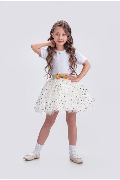 ABİYEKİDS Fusta tutu strălucitoare pentru fete Fusta spectacol 23 aprilie Abe002