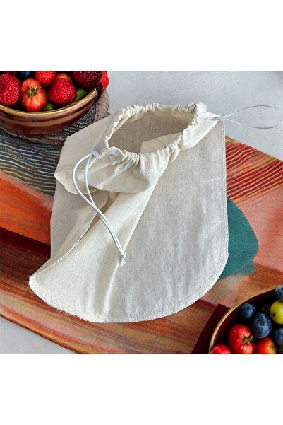 LİFENES Bitkisel Süt Torbası Organik Yoğurt Süzme Kesesi Yıkanabilir Keten Kese Natural Tekstil Sütbezi