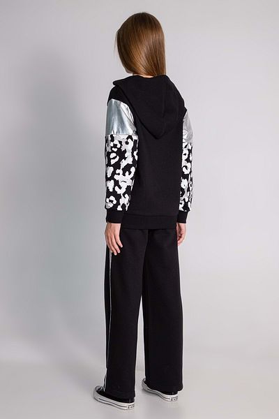 Waka Waka Set de trening pentru fete cu glugă cu imprimeu din folie cu model leopard