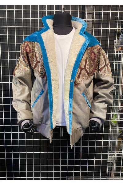 Aztek vintage kürklü oversize mont